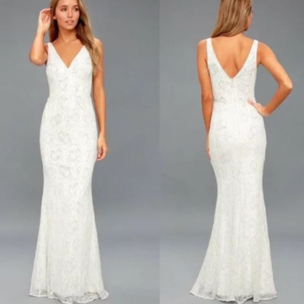 Lulu's Bridal Wedding Gown "Gleam and Glam" Floral Dress Small NWT